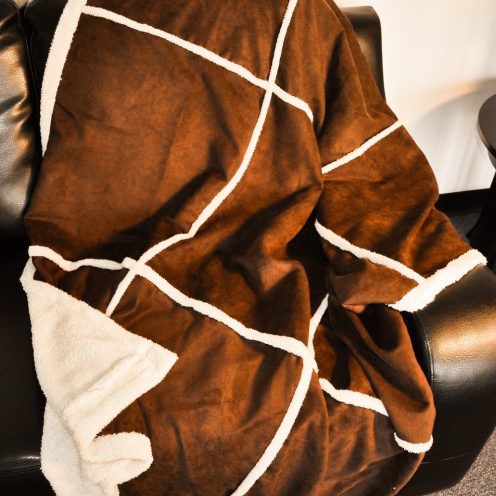Microfiber Patch Work Sherpa Throw NWT 50x60